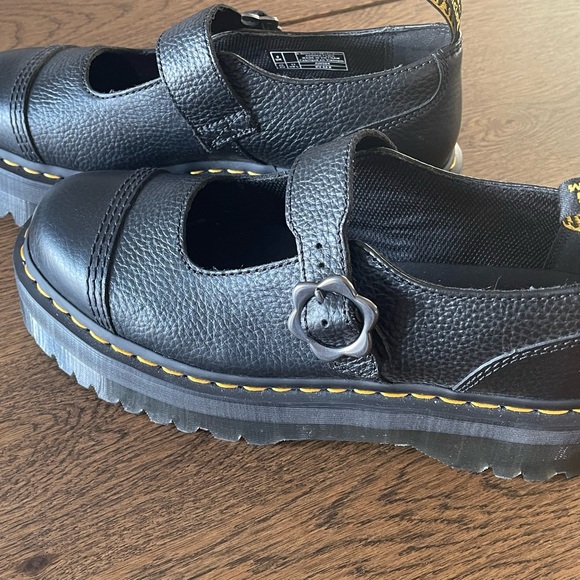 Doc Martens Mary Janes - ADDINA FLOWER BUCKLE LEATHER PLATFORM SHOES - Picture 6 of 6